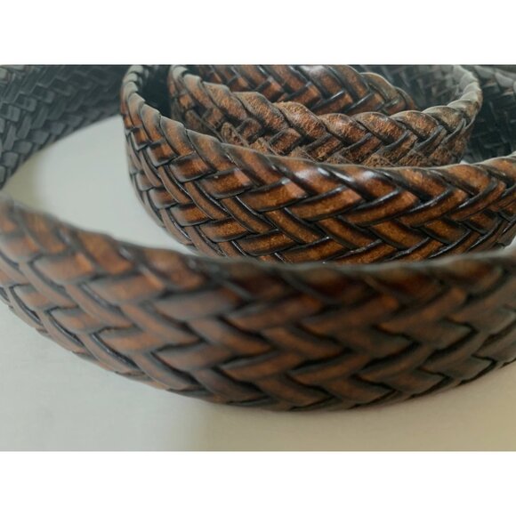 CAF Mens Size 42 105 Brown Weave Leather Belt - Picture 5 of 5